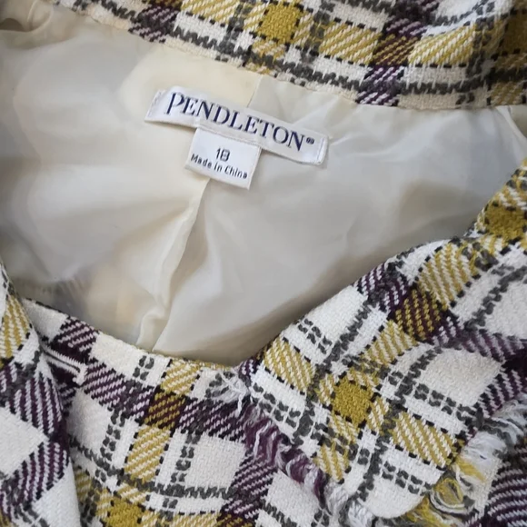 Pendleton Vintage Plaid Double-Breasted Skirt Suit Wool Plus Size 14 18 - Picture 2 of 8